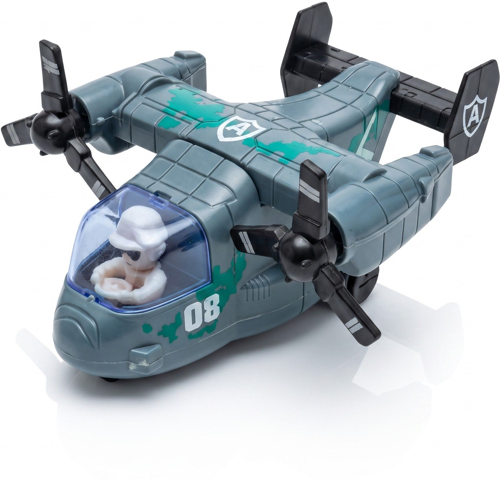 shubh Military Cargo Plane Toy | Manual Aircraft with Rotating Propellers for Kids-picture-45