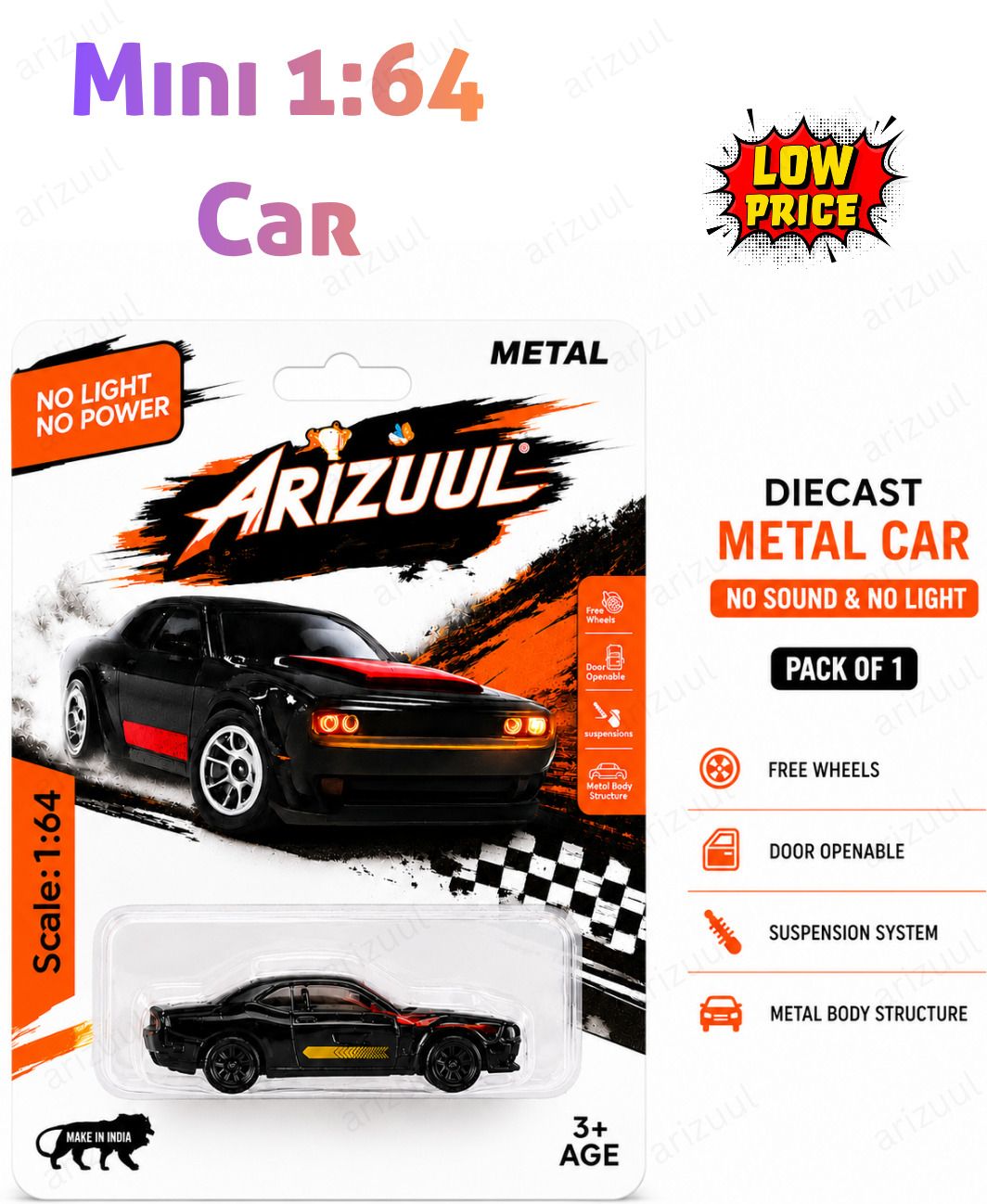 arizuul Dodge Challenger SRT Hellcat 1:64 Diecast Mini Metal Toy Car Detailed Racing-picture-19