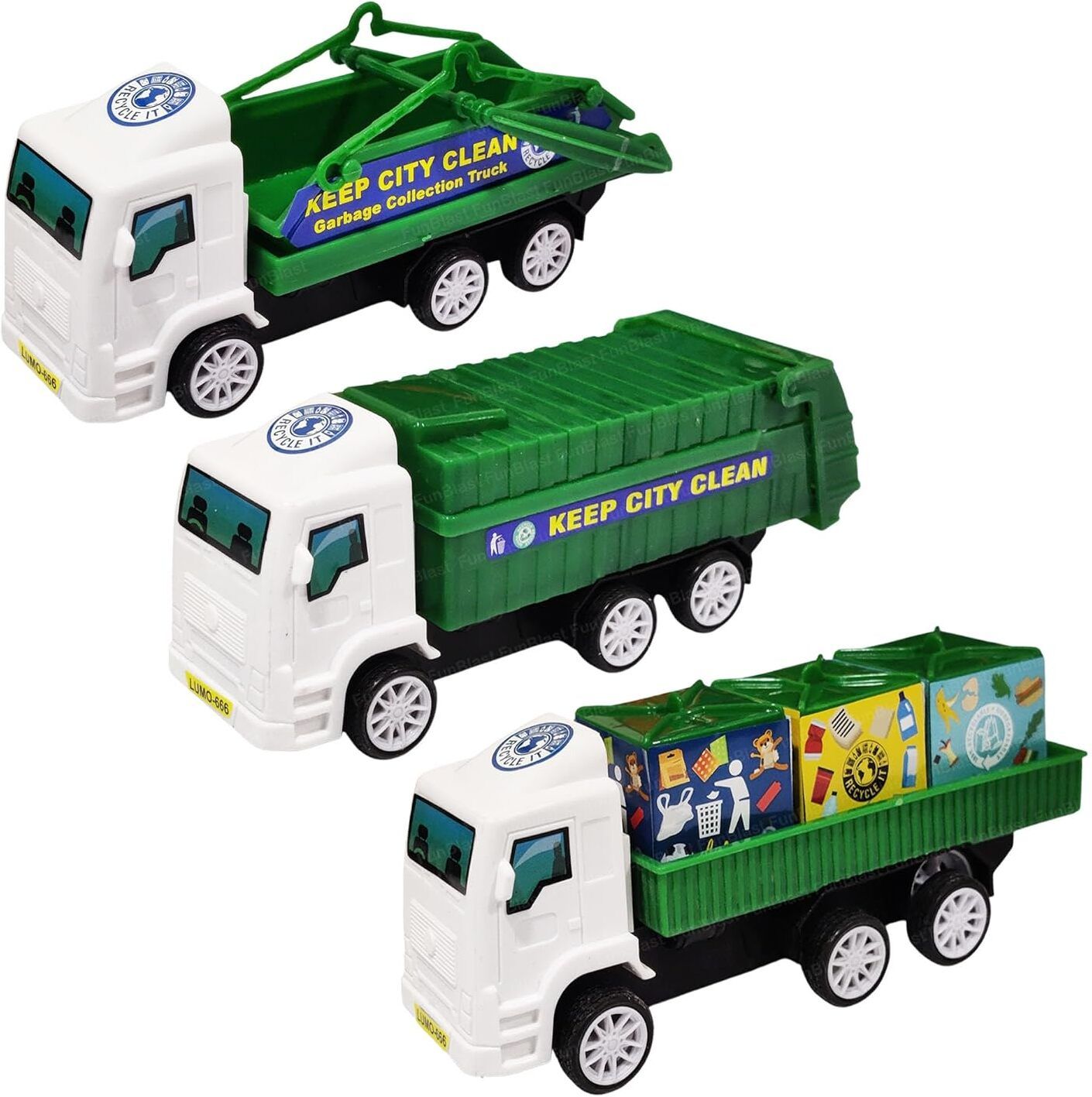 funblast Push & Go City Sanitation Truck - Set of 3 Pcs Garbage Vehicle for Kids 3+ Years-picture-13