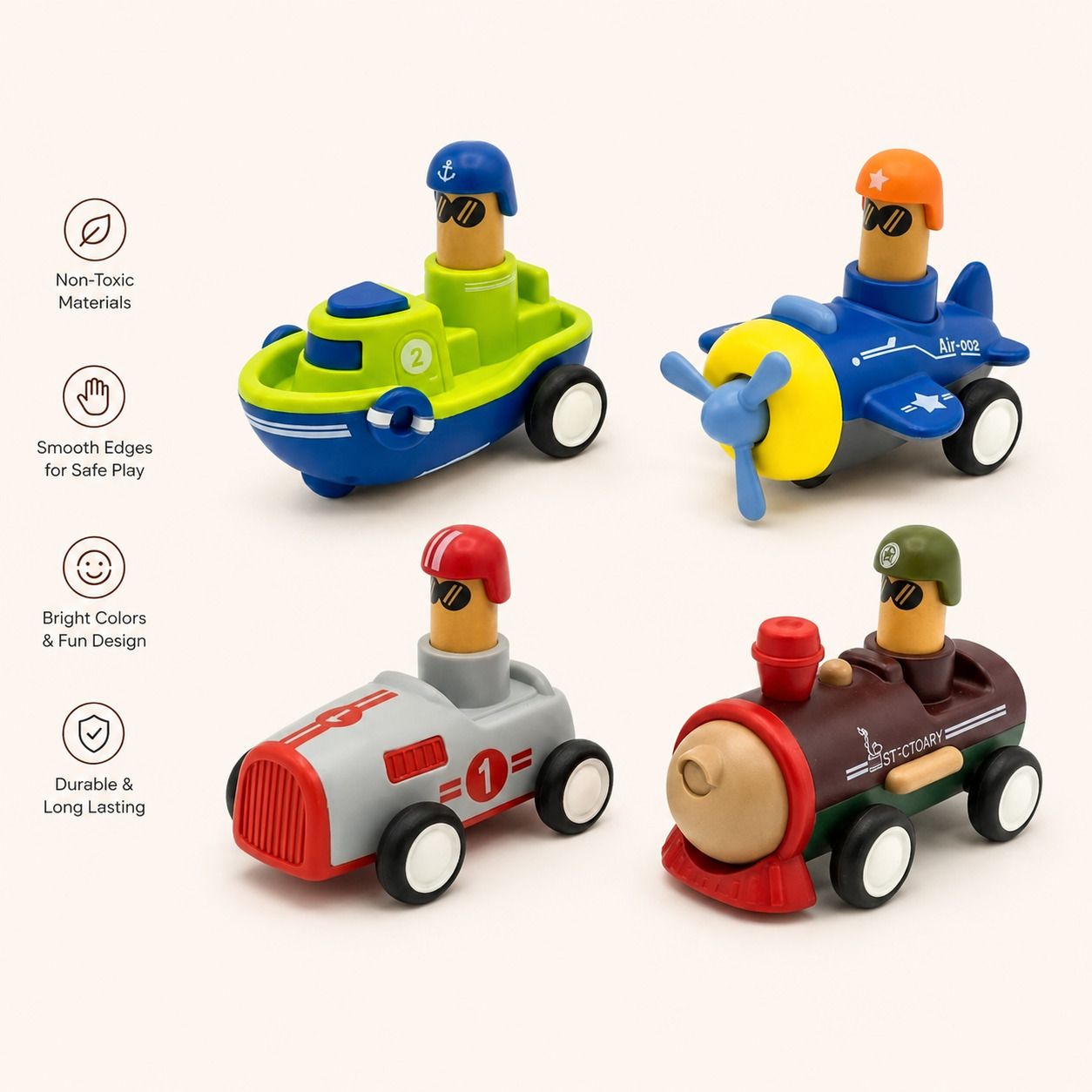 Push & Go Vehicle Set Toy for Kids|Racing Car & Train Kids Toys with Driver-image-48