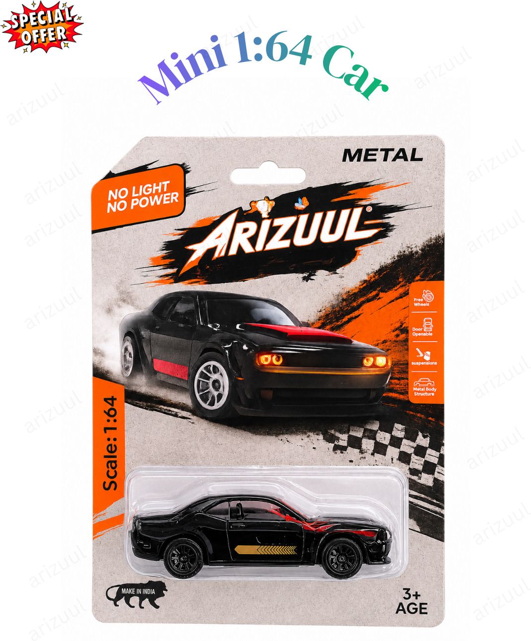 arizuul DC SRT Hellcat Premium Muscle Racing Car Toy for Boys Age 3 Plus-picture-13