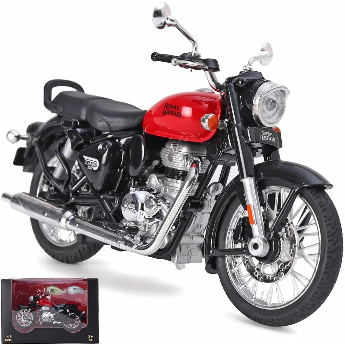 Classic 350 Bullet Replica Bike Motorcycle Scale Model 1:15 Die-Cast Bike Toy