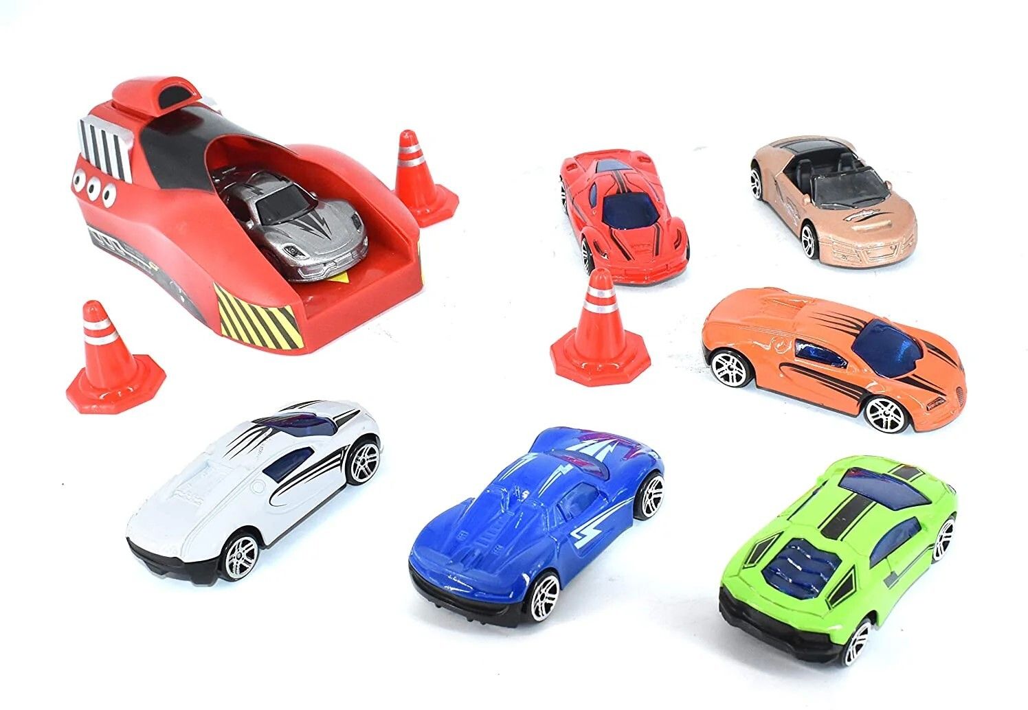 Rapid launcher Play Set with 7 Die Cast Metal Stunt Car-image-30