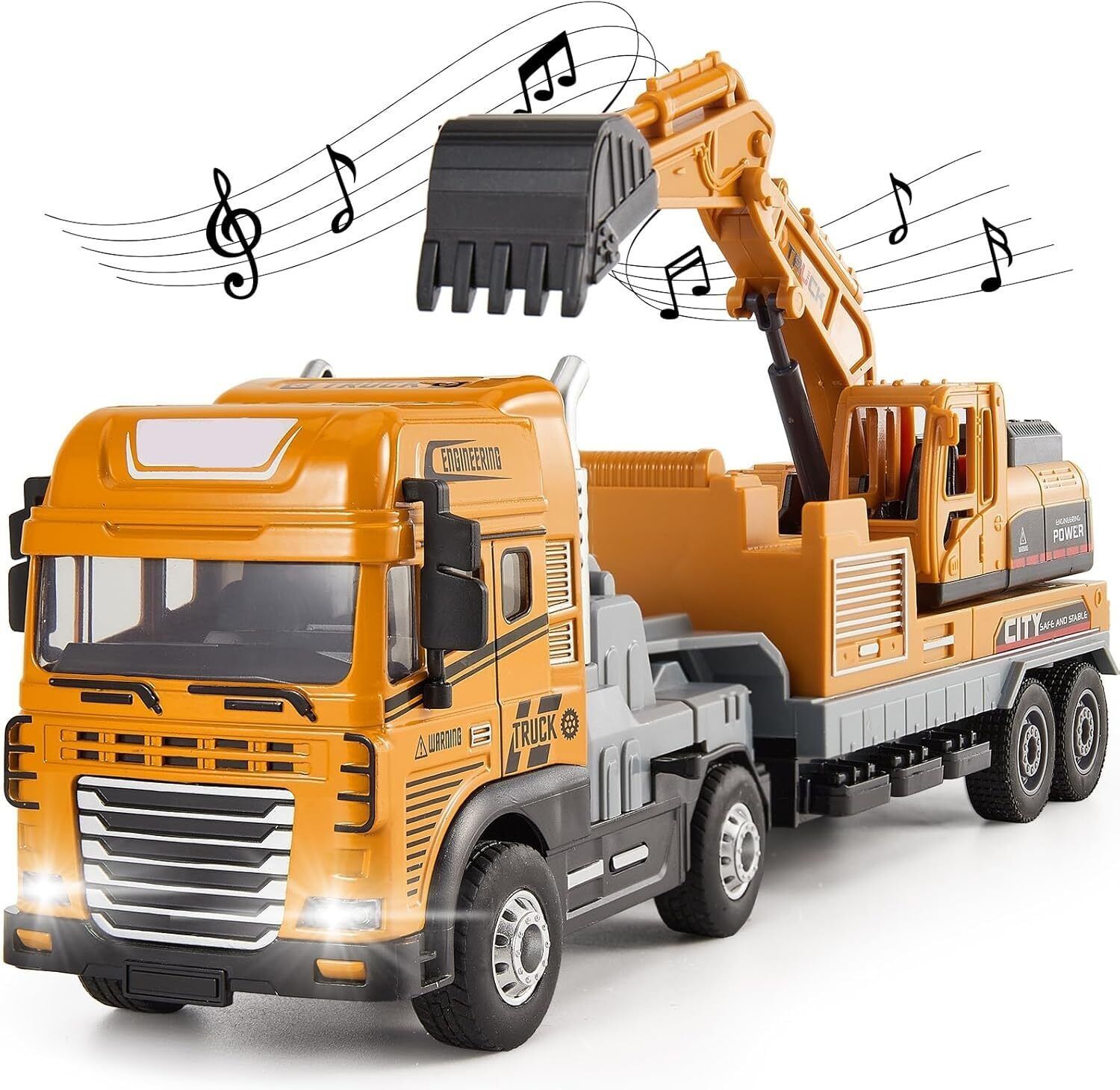 Premium Engineering Excavator Carrier Truck Toy with Lights, Sound & Pull Back-image-24
