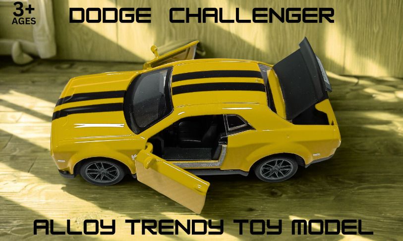 mhi Dodge Challenger Alloy Trendy Toy Model | Push Back Action | Lights & Sound-picture-24