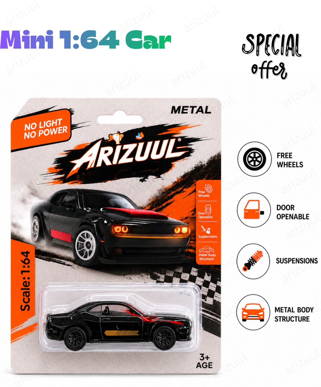 arizuul Dodge Challenger Diecast Collectible Muscle Car Toy with Smooth Rolling Wheels-picture-6