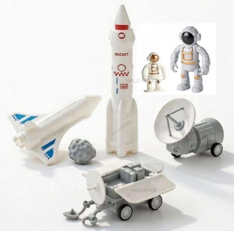 Space Explorer Toys Rocket, Satellite, Rover & Astronaut 7Pc Space Station Kit