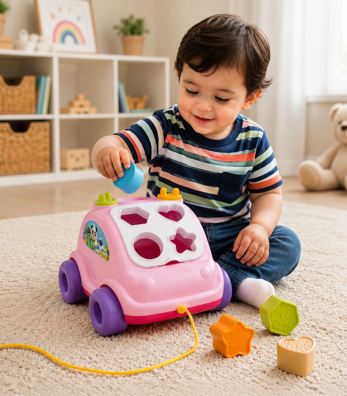 sukan tex Baby Shape Sorter Pull Car Toy | Educational Learning Toy Push & Pull Toy-picture-20