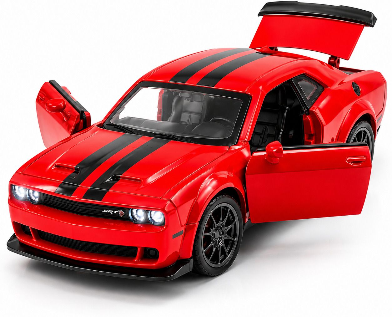 Dodge Challenger SRT 1:32 Die Cast Metal Pull Back Car Open Trunk Doors-image-26