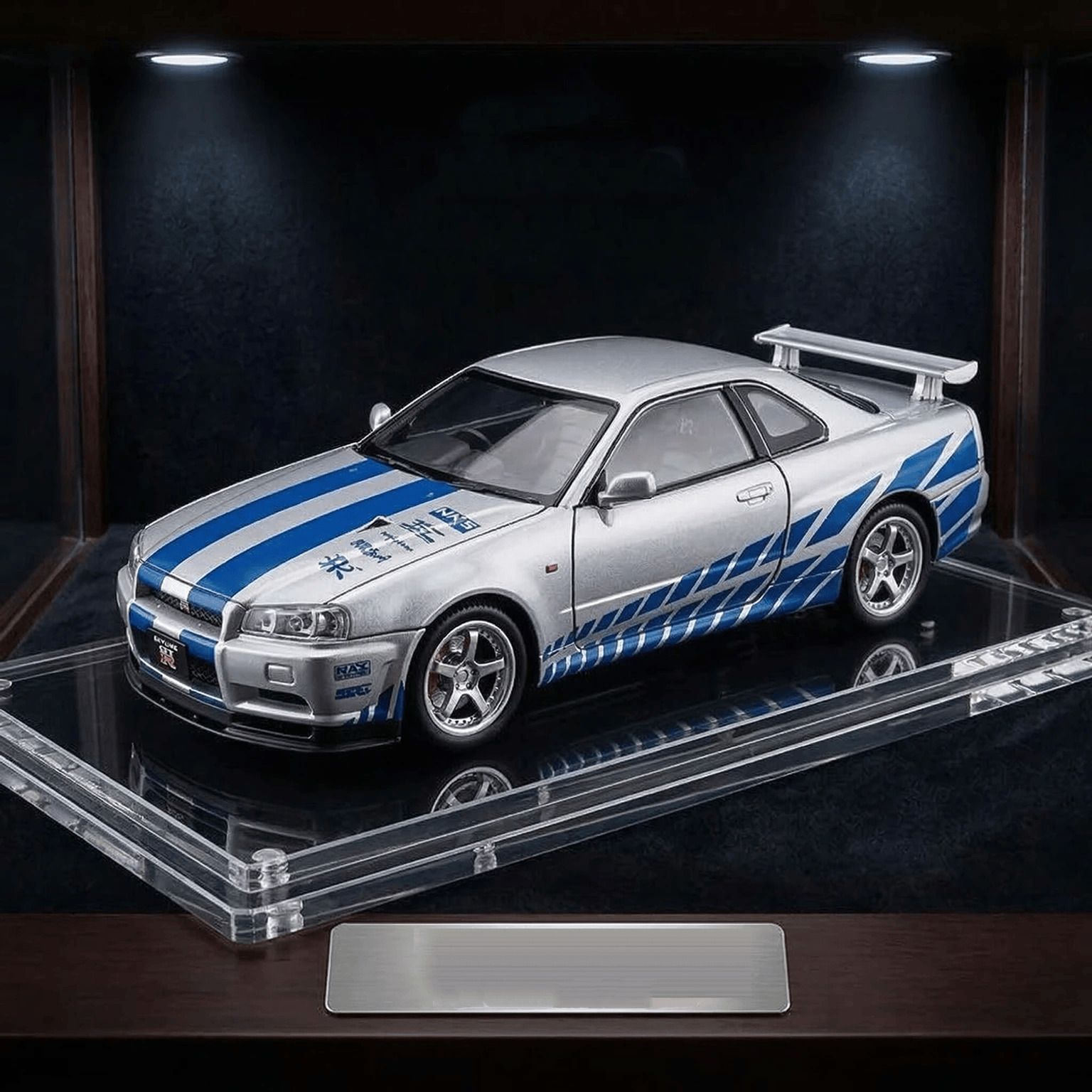 1:32 Nissan Skyline G.T-R R34 Diecast Metal Model Car Toy White Collectible-image-46