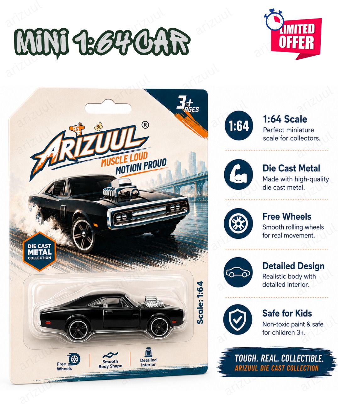 arizuul ff7 alloy sports car toy 1:64 scale black die cast premium model car-picture-28