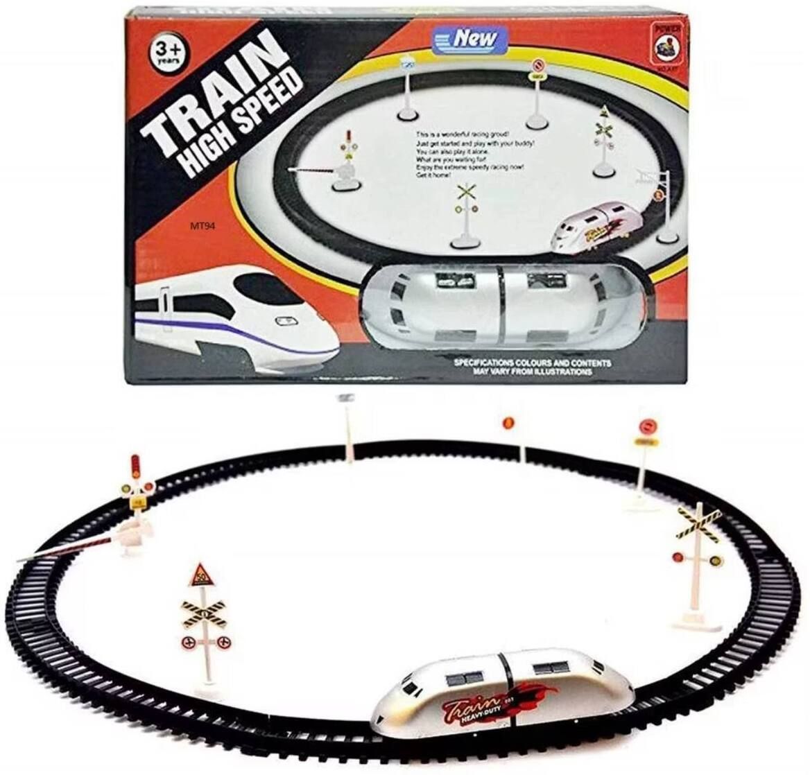 Kids High Speed Train Toy Set with Track & Railway Signals Train