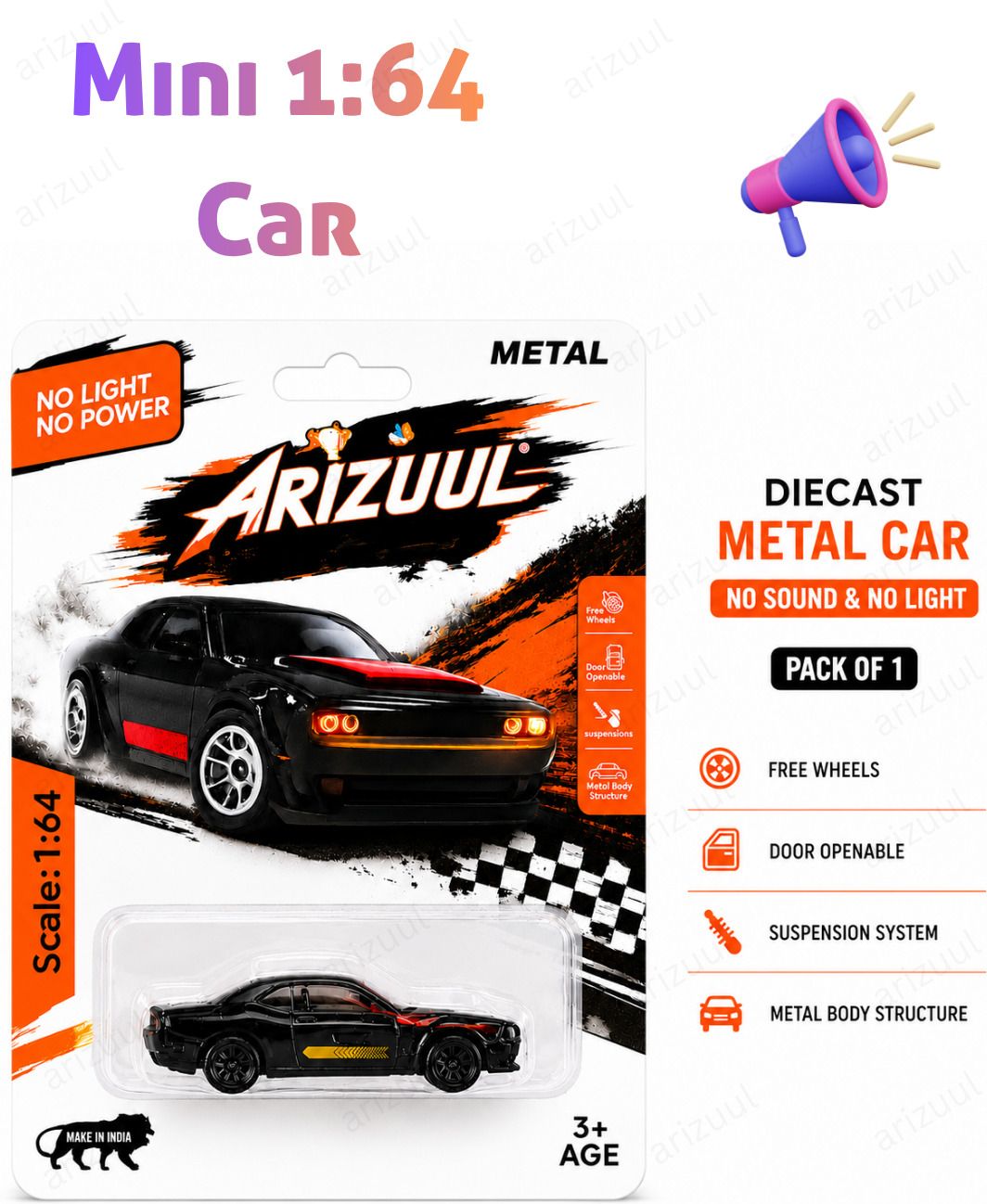 arizuul Dodge Challenger SRT Hellcat Mini Racing Car Toy Diecast Metal 1:64 Scale Model-picture-32