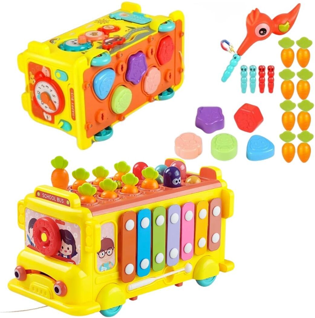 pluspoint School Bus Activity Toy for kids Educational multifunctional Pull along bus-picture-43