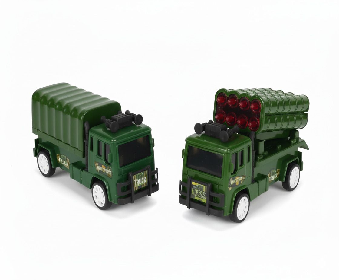 Realistic military-style toy trucks — sitting truck + missile launcher-image-46