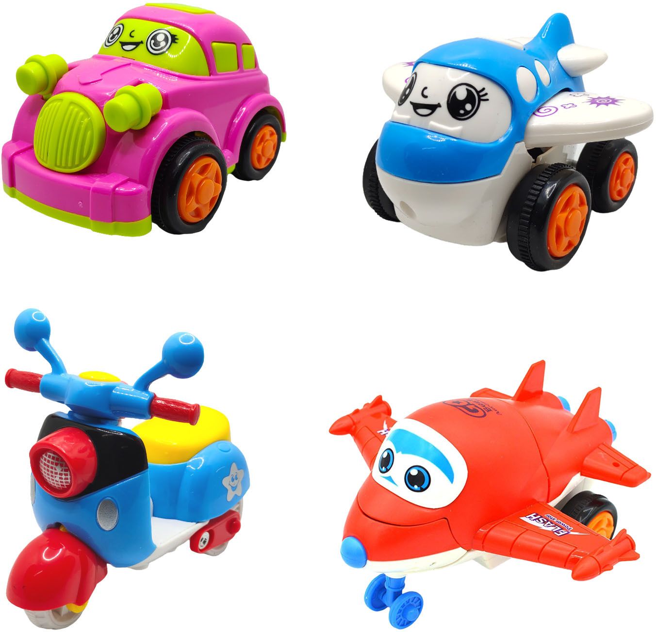 Unbreakable Friction Powered Toy Set of Car, Plane, Scooter &Robot Plane For Kid-image-13