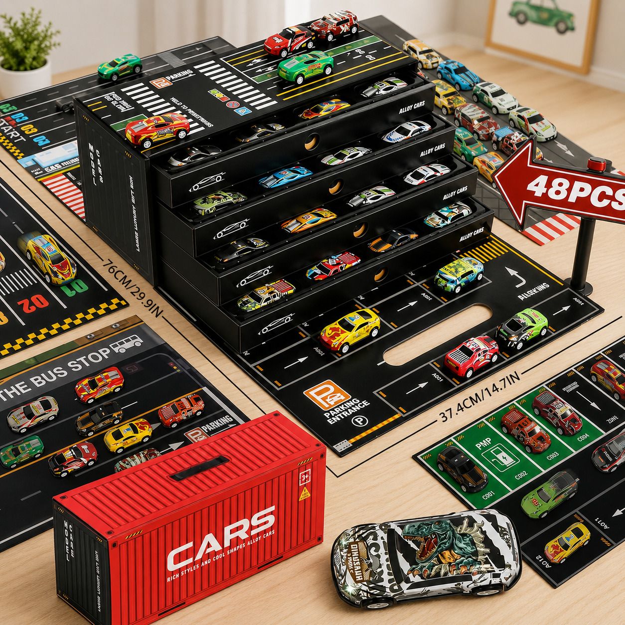 bajrang Premium Alloy Pull Back Racing Cars Set with Storage Container-48 Pcs.-picture-43