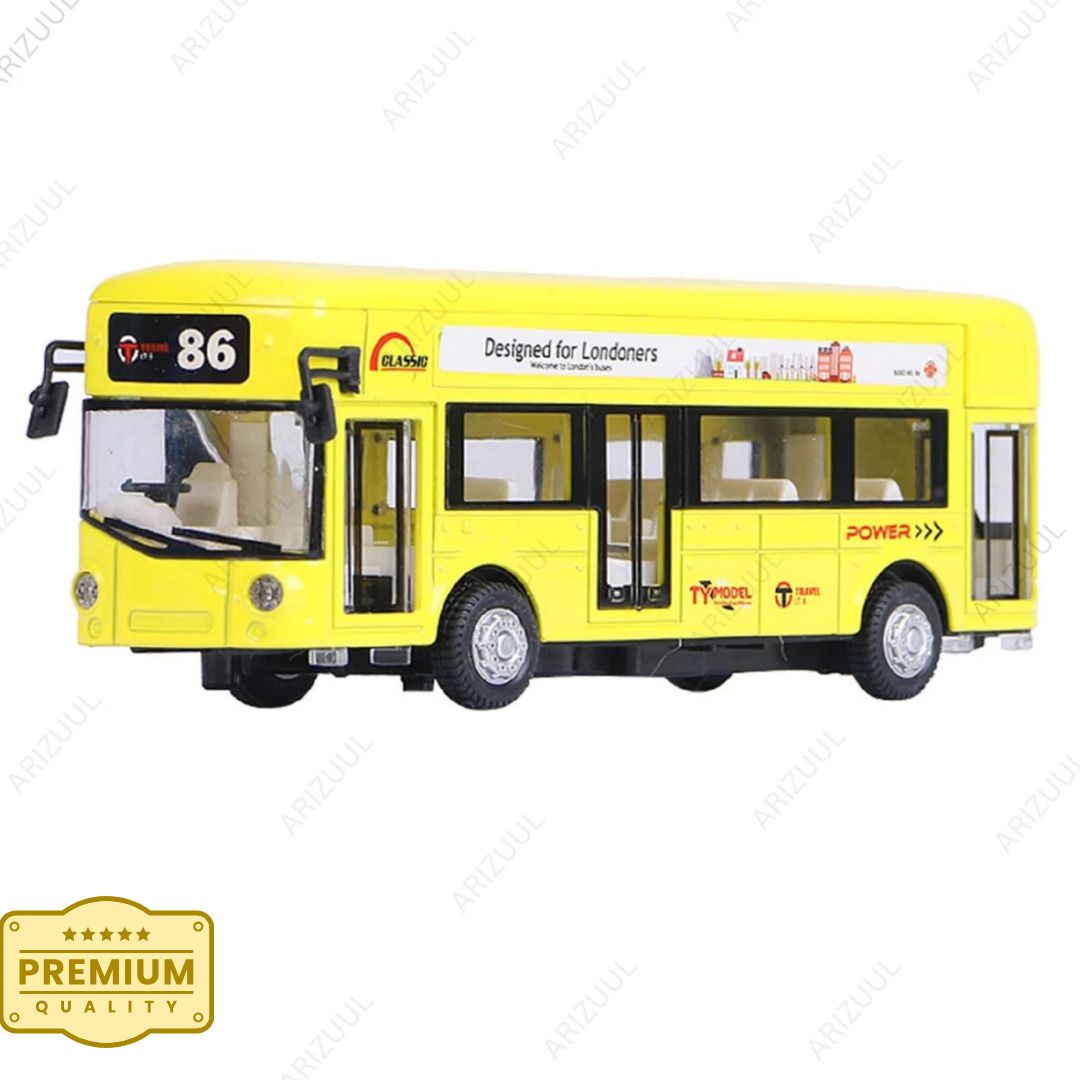 arizuul Alloy Diecast London Bus Toy Realistic Sound & Light Double Decker Toy Car-picture-10
