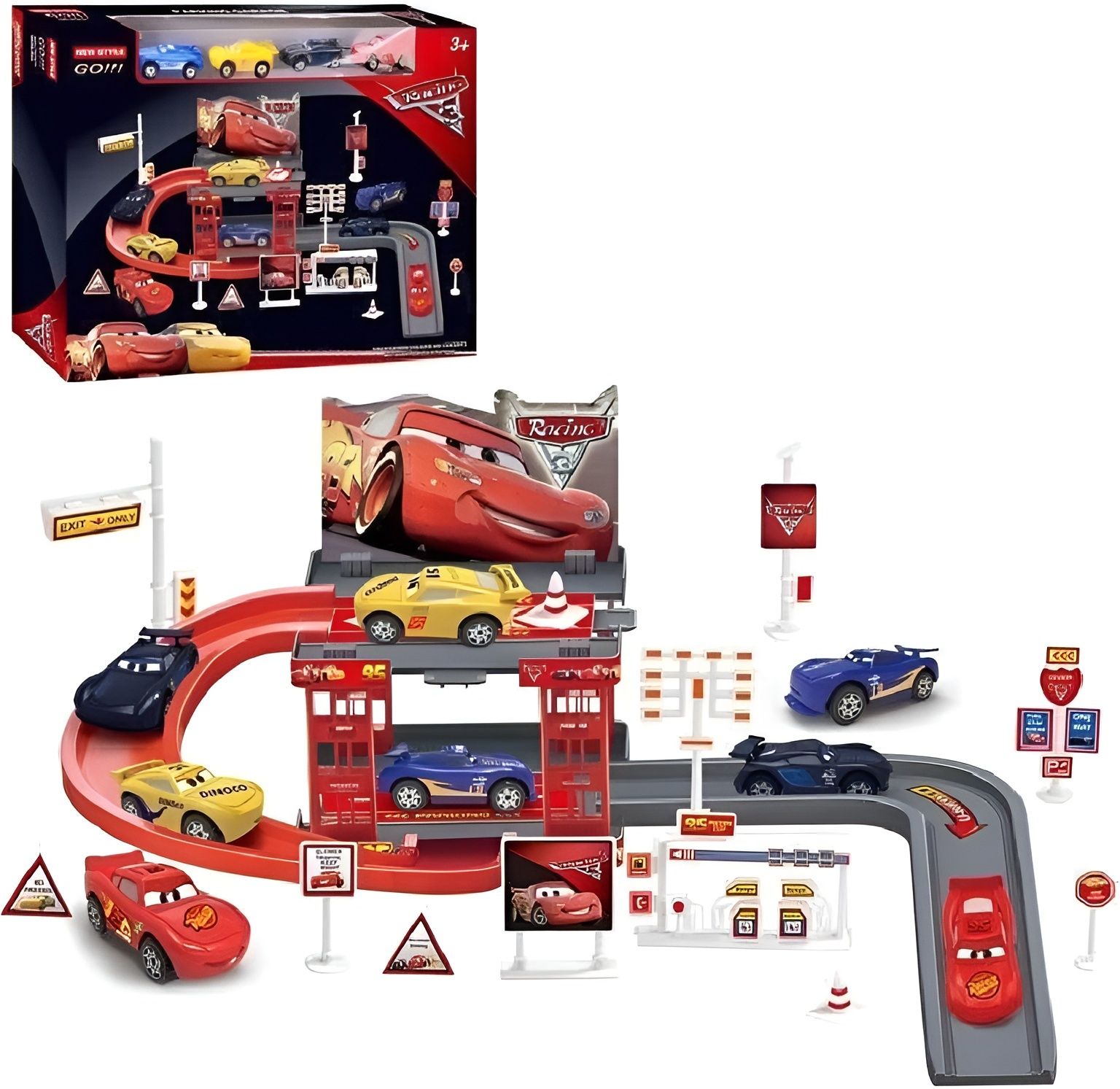 Kids Racing Track Toy Set 29pcs Car Playset with Mini Cars Age 3+-image-32
