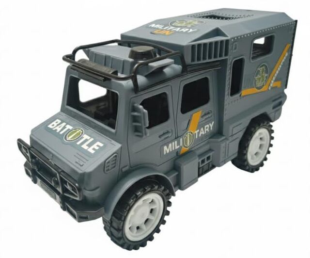 Military Transport Truck Toy for Kids | Pull-Back Friction Powered Army Jeep-image-29