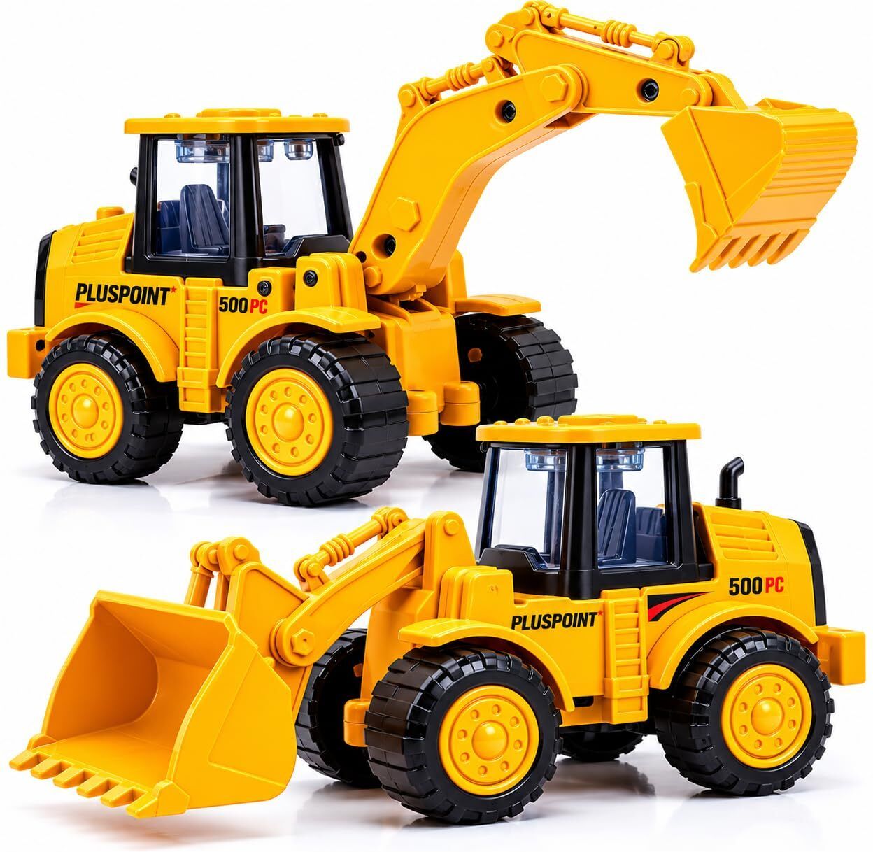 Excavator And Bulldozer Toy Vehicle with Movable Bucket for Kids Yellow-image-20