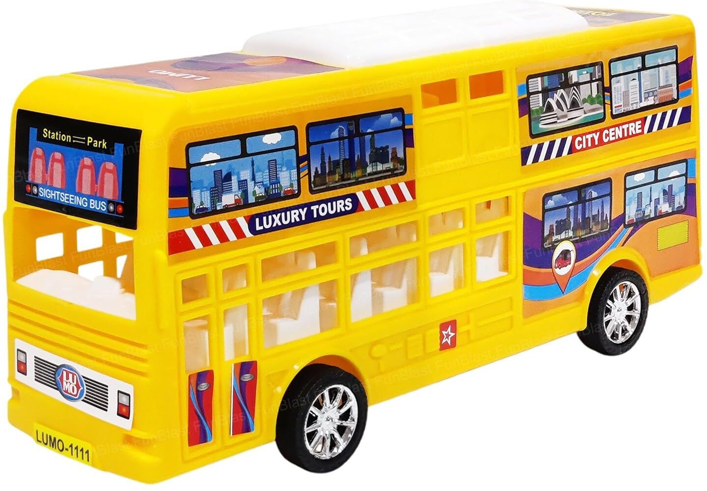 funblast Pull Back Vehicle Toy, Double Decker Bus Toy for Kid, Push & Go Toy Bus for Boys-picture-28