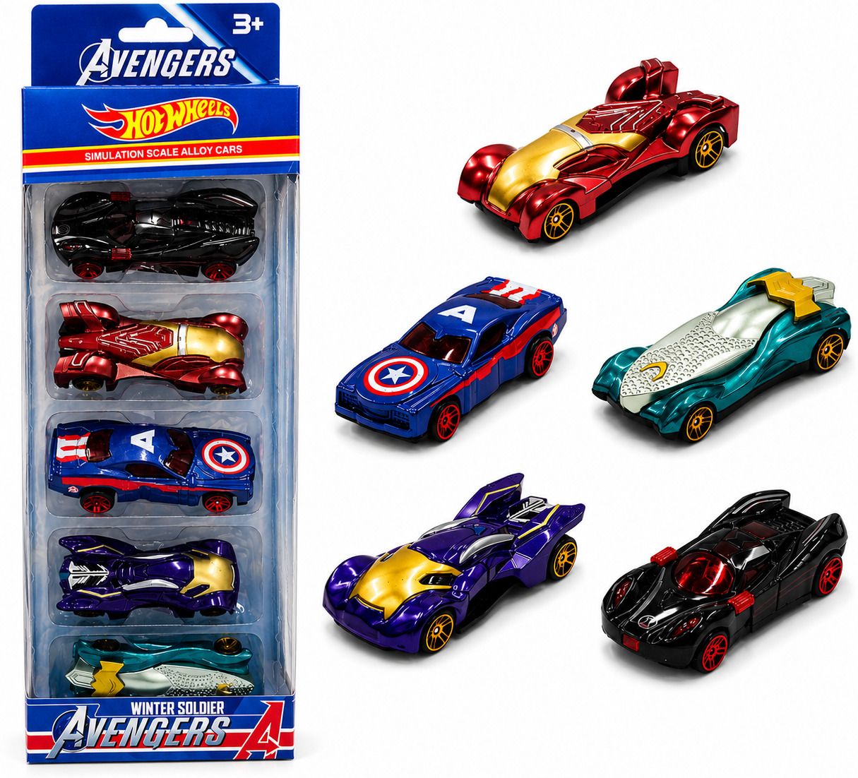 Kids Racing Car Set of 5 Free Wheel Metal Toy Vehicles Play Gift Pack Age 3+-image-45