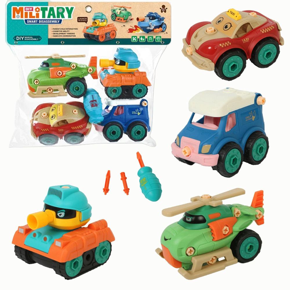 Assembly Millinery Vehicle Set with 1 Screwdriver Car Public Van Tank Helicopter-image-44