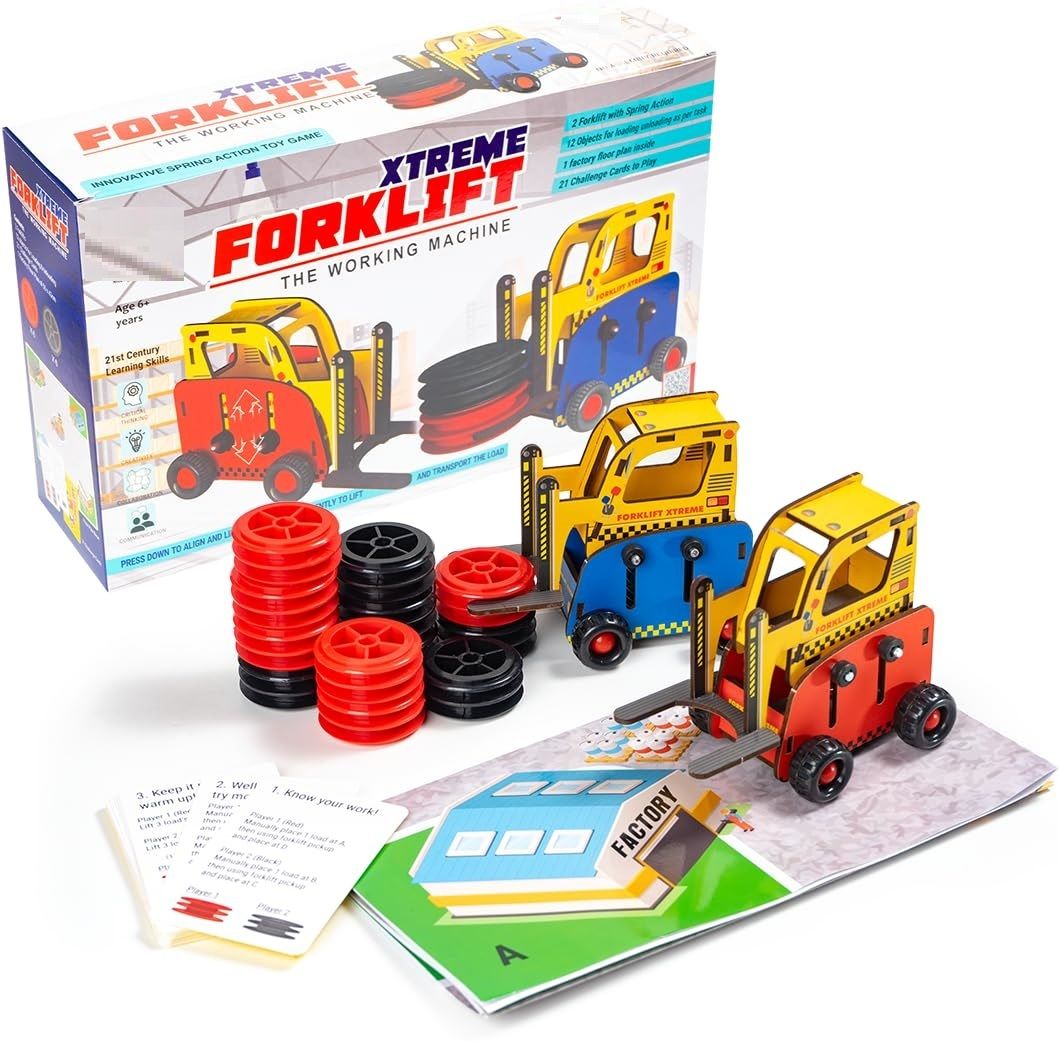 Xtreme Forklift Innovative Spring Action Toy Game Vehicles Truck Construction-image-33