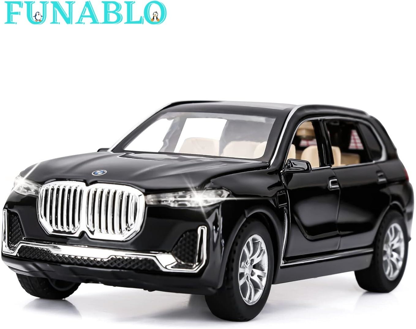funablo BMW Toy Car X7 Diecast SUV Model 1:32 Car Toys with Sound and Light-picture-30