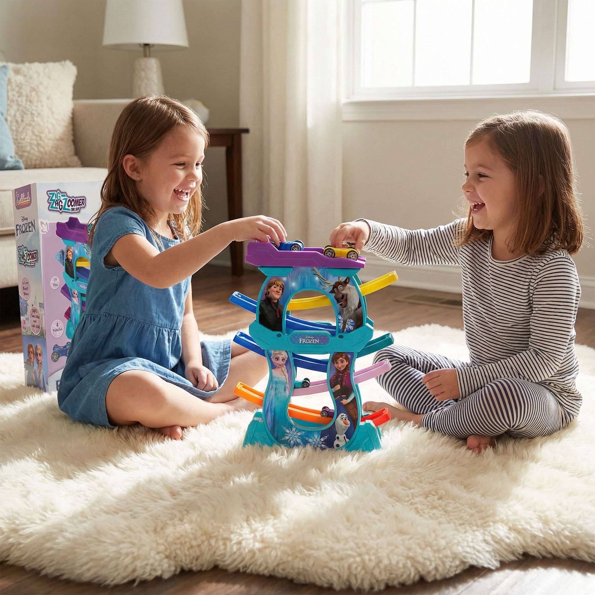 Frozen Zig Zag Zoomer Ramp Racer Car Track for Toddlers-image-33