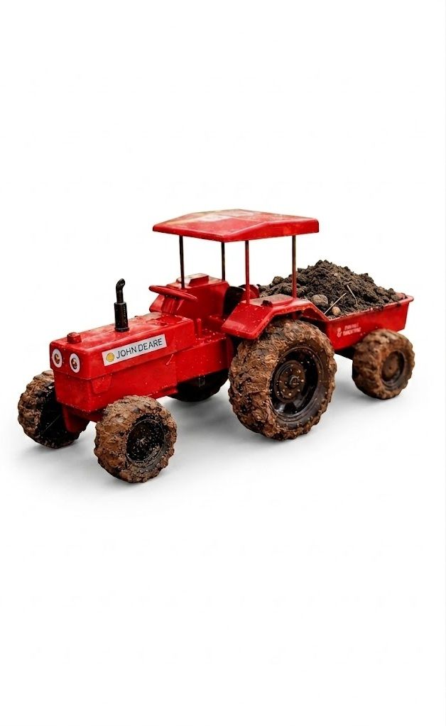 Kids Plastic Tractor with Trolley | Heavy Duty Farm Vehicle Toy | Multicolor-image-21