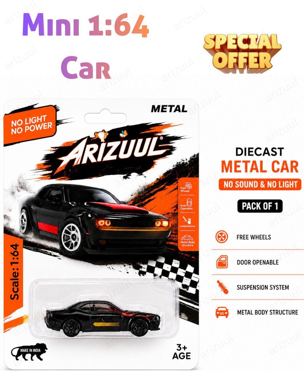 arizuul Dodge Challenger Hellcat Metal Miniature Toy Car 1:64 Diecast Scale Model-picture-14