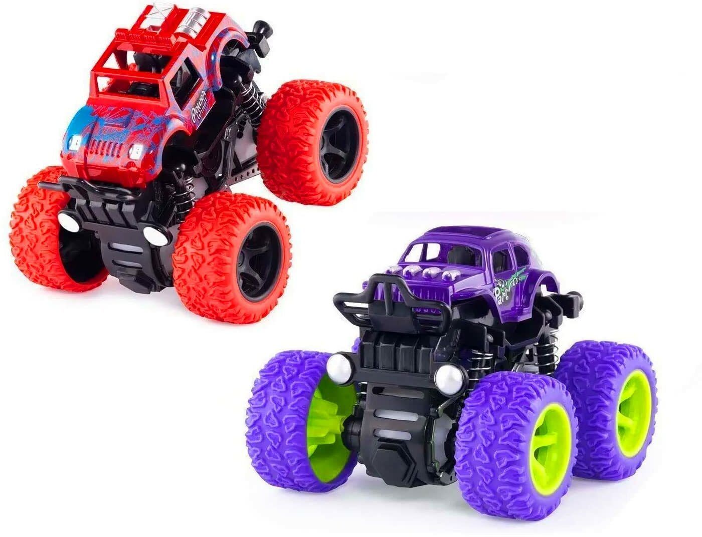 4 Wheel Drive Friction Powered Monster Truck Toy for Kids Pack of 2 Car