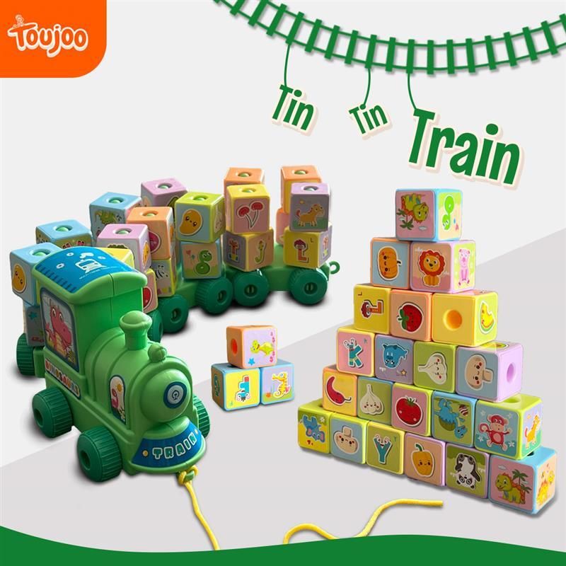 Pull-Along Toy Train for Kids Montessori Spin Blocks with Fruits, Animals & ABC-image-21