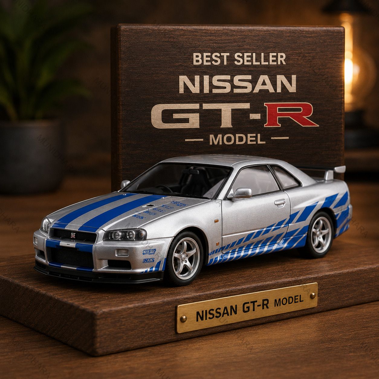 munidhara Nissan GT-R Premium Alloy Toy Car 1:32 Pull Back Model with Lights-picture-27