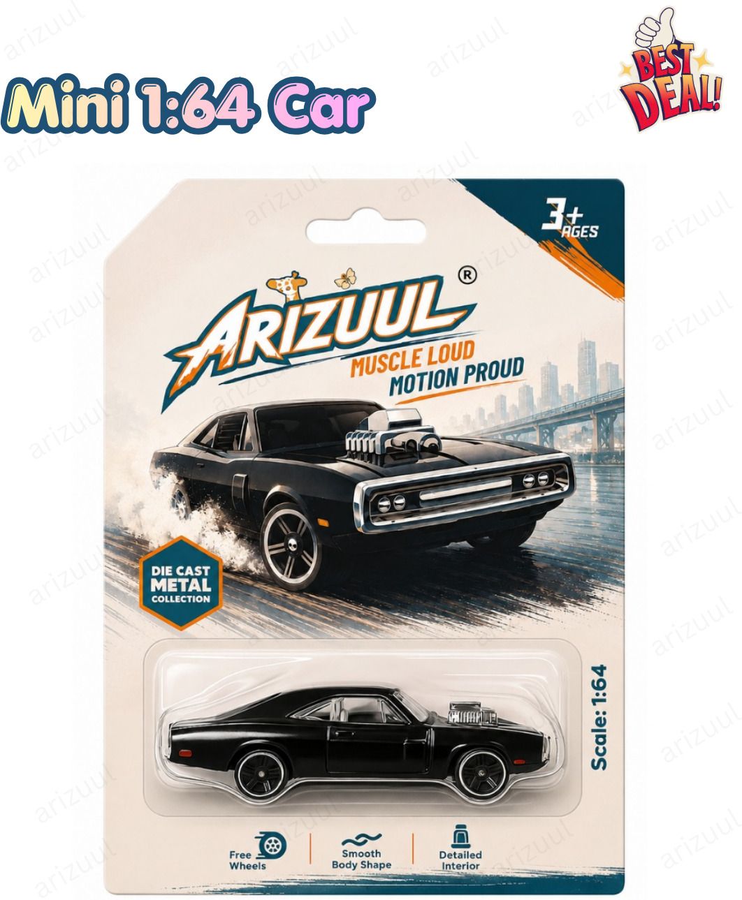 arizuul Fast & Furious Muscle Car Model 1:64 Scale Premium Die Cast Metal Toy for Kids-picture-40