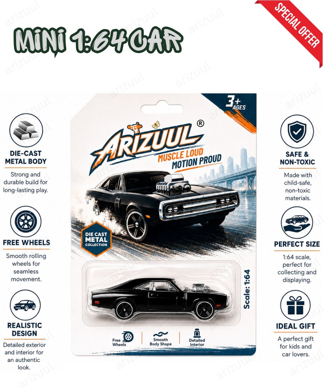 arizuul dodge challenger ff7 toy car premium die cast metal model pack of 1 collectible-picture-31