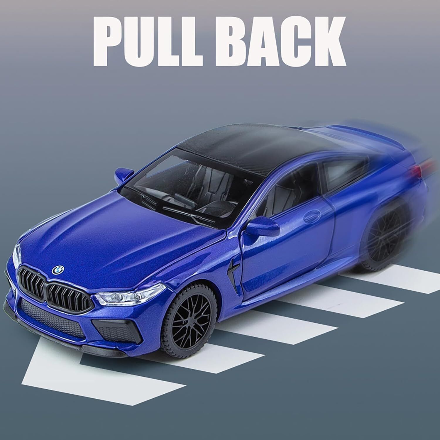 BMW M8 Premium Alloy Pull Back Car Toy with LED Lights Openable Doors and Sound-image-39