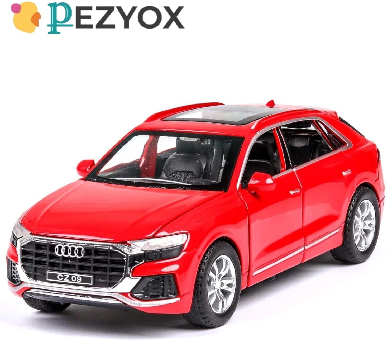 pezyox 1:32 scale AUDI Q8 model Pull back toy car with, Sound and Light for kids-picture-46