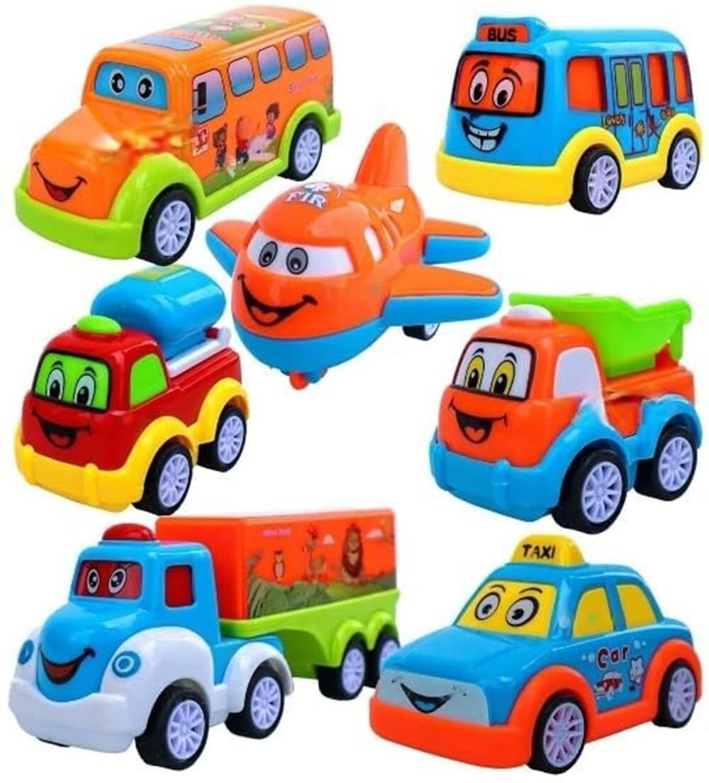 Pull Back Cars 7 Pack Friction Powered Toy Cars for Kids Multicolour-image-37
