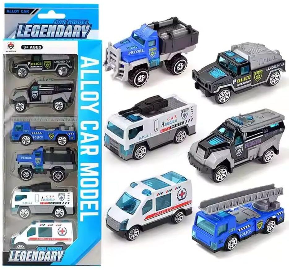 bvm 6 Pcs Police Alloy Vehicle Model Metal Cars Vehicles, Car Play Set for Toddlers-picture-11