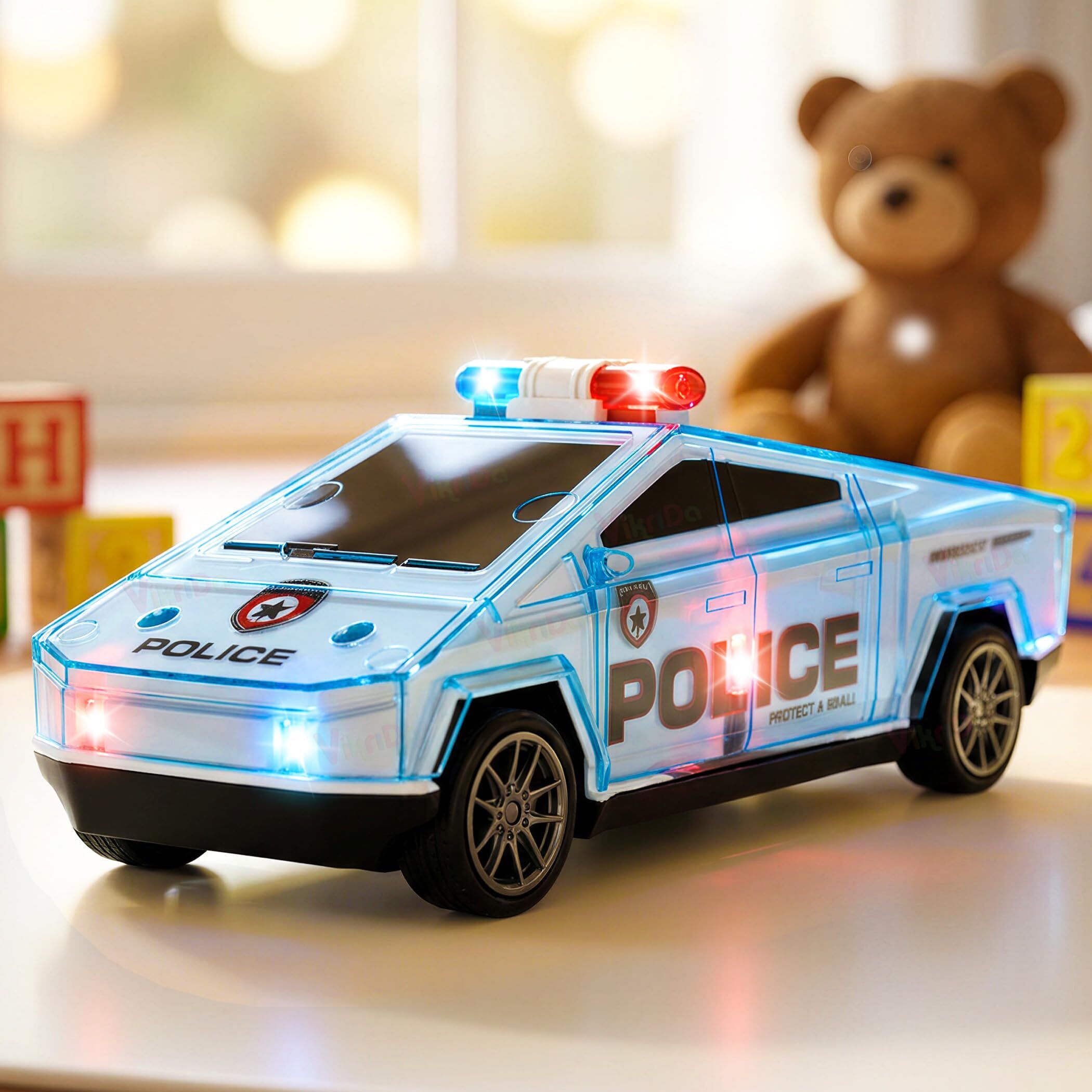 vikrida Push Go Police Car Toy with Lights Music Friction Vehicle-picture-15