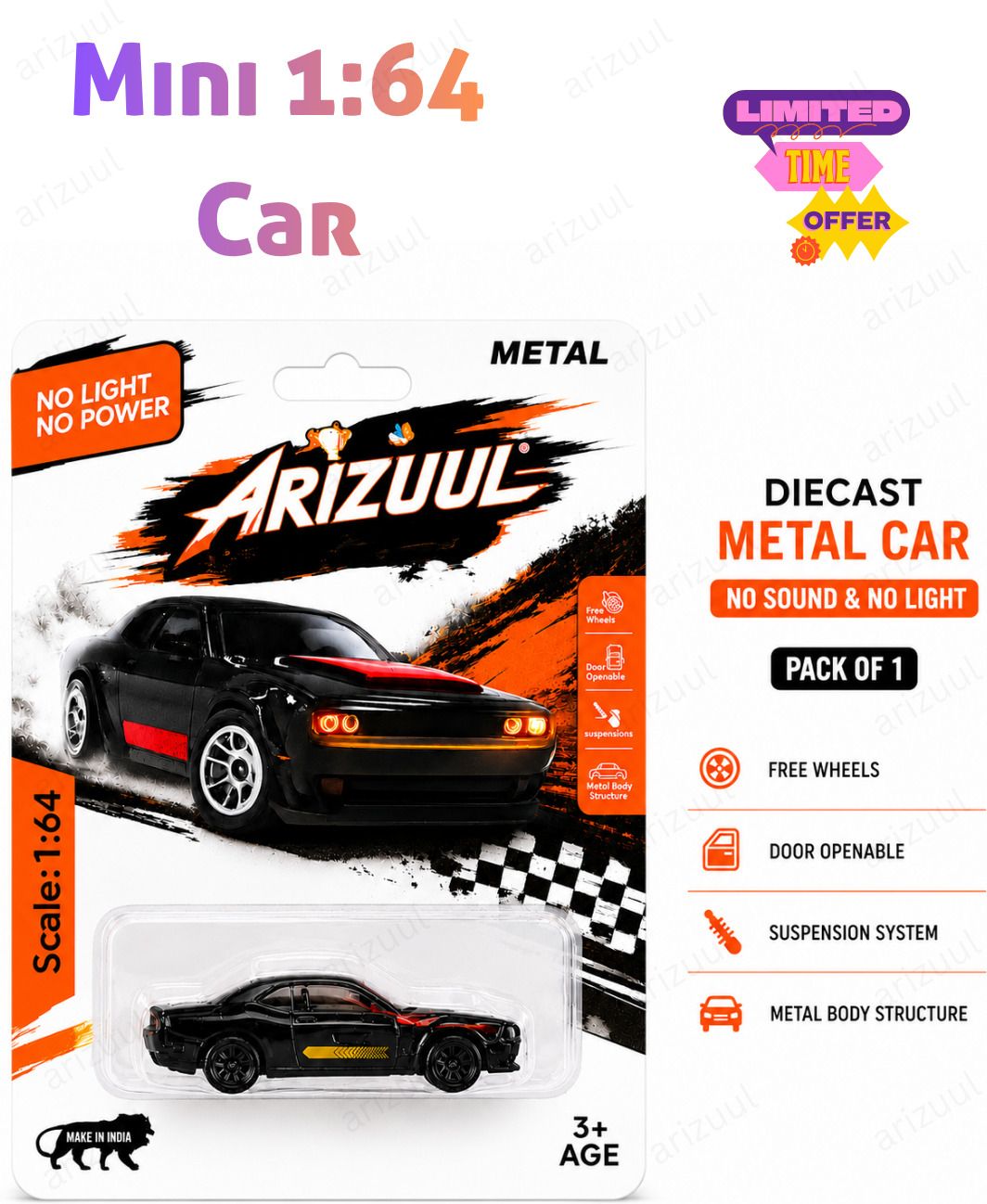 arizuul Dodge Challenger SRT Hellcat Diecast Metal Miniature Car 1:64 Scale Toy for Kids-picture-37