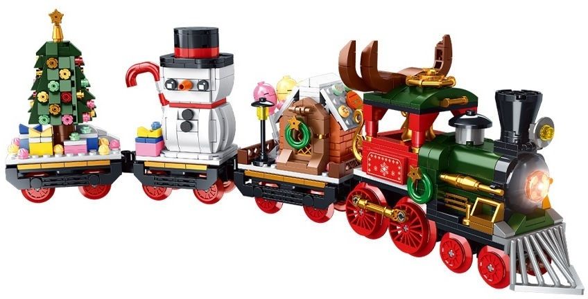 construction blocks kit electric LED light Christmas train