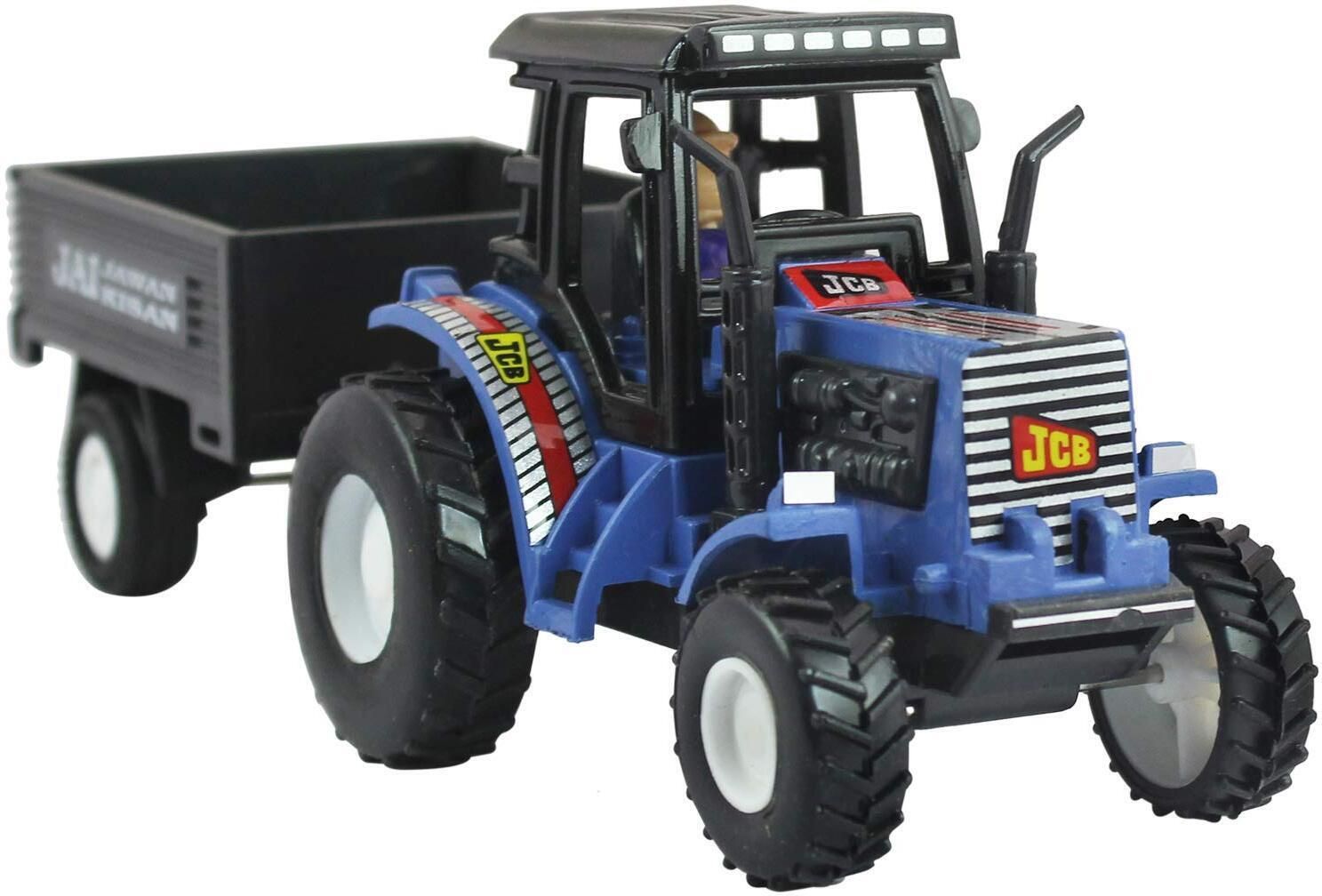 - Tractor With Trolley - Pull Back Spring Action Tractor Toy - No Battery