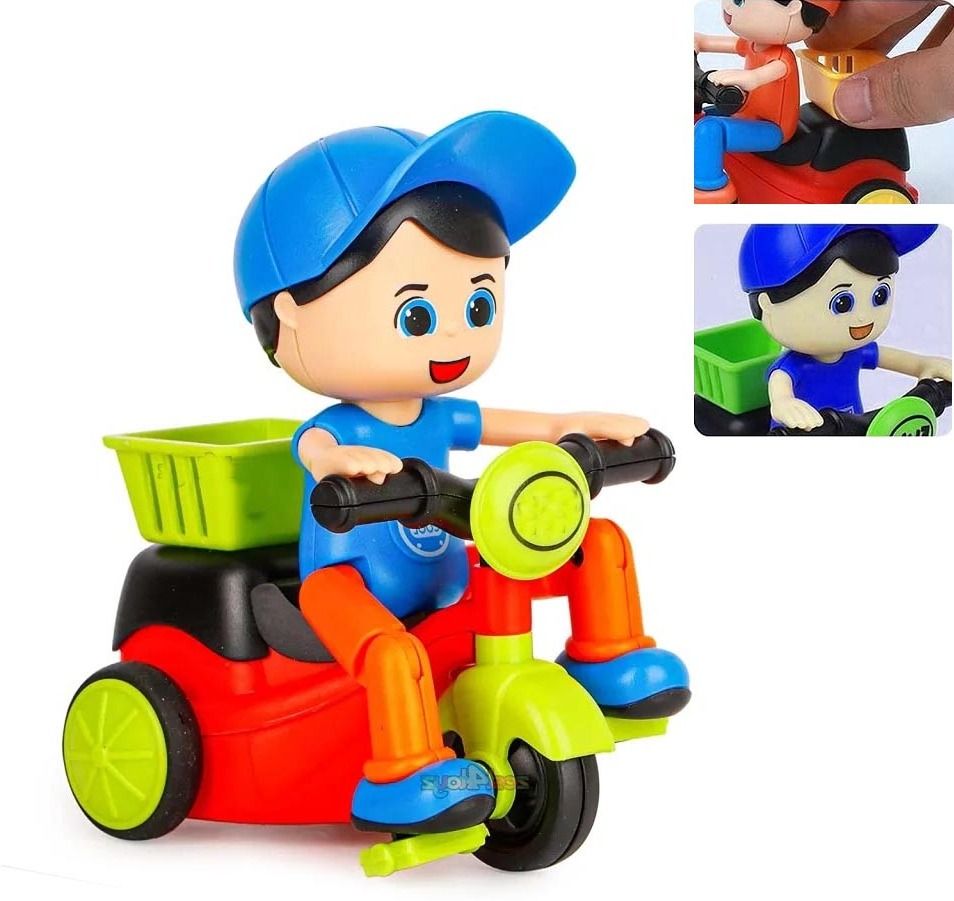 plus shine Friction Powered Mini Cartoon Scooter Toy Stunt Bike, Bicycle for Toddlers-picture-18