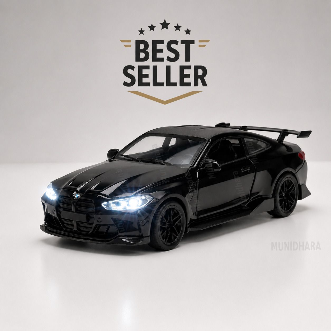1:32 BMW M4 Diecast Model Car Alloy Pull Back Toy Open Door Sound Light Kids-image-3