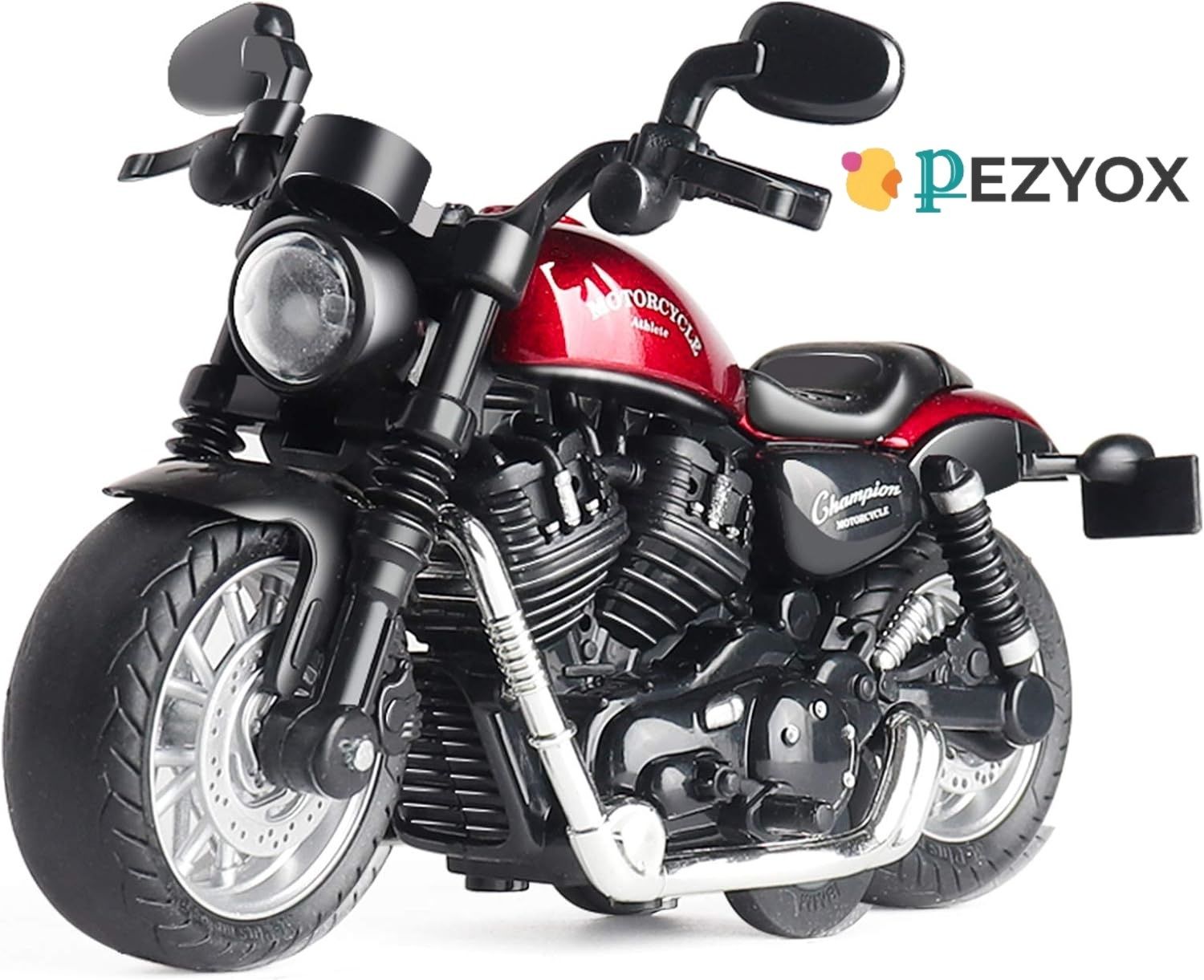 1:12 Harley Motorcycle Pull Back Toy Cars with Sound and Light for kids-image-44
