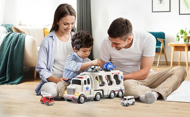 arizuul NEW Ambulances Toy Helicopter Fire Truck Police Car Ambulance Wi-picture-49